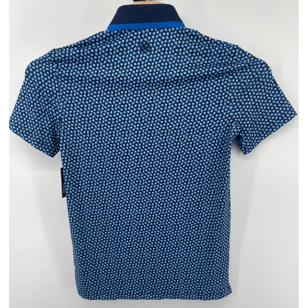 G/FORE Polo Shirt Mens Small Twilight Blue Geometric Print UPF 50+ Golfcore NWT